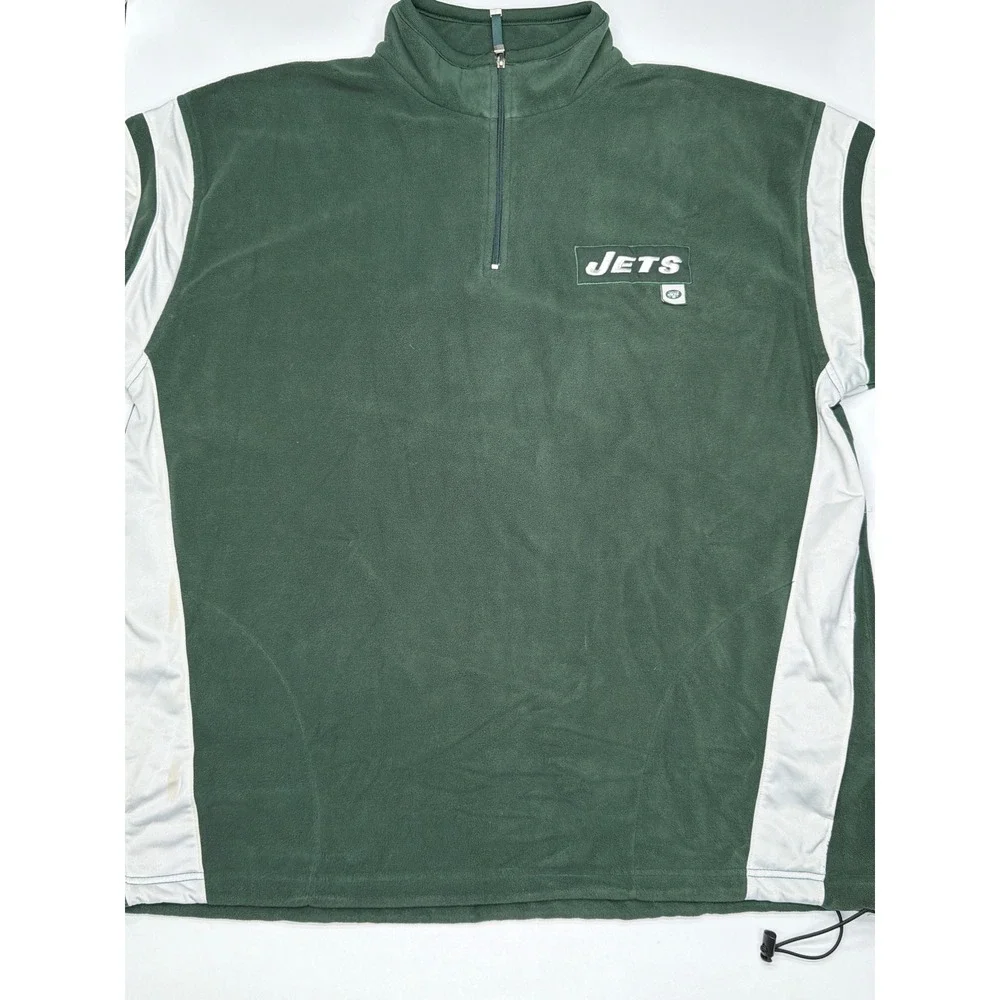 NFL New York Jets Fleece Quarter Zip Pullover Men's 2XL Green‎ White